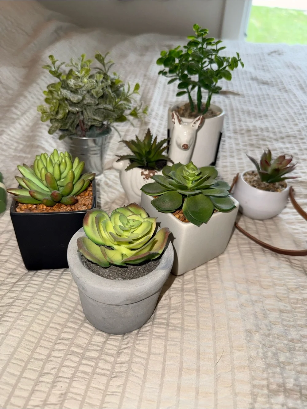 9 pc Small Faux Succulent Planter Collection